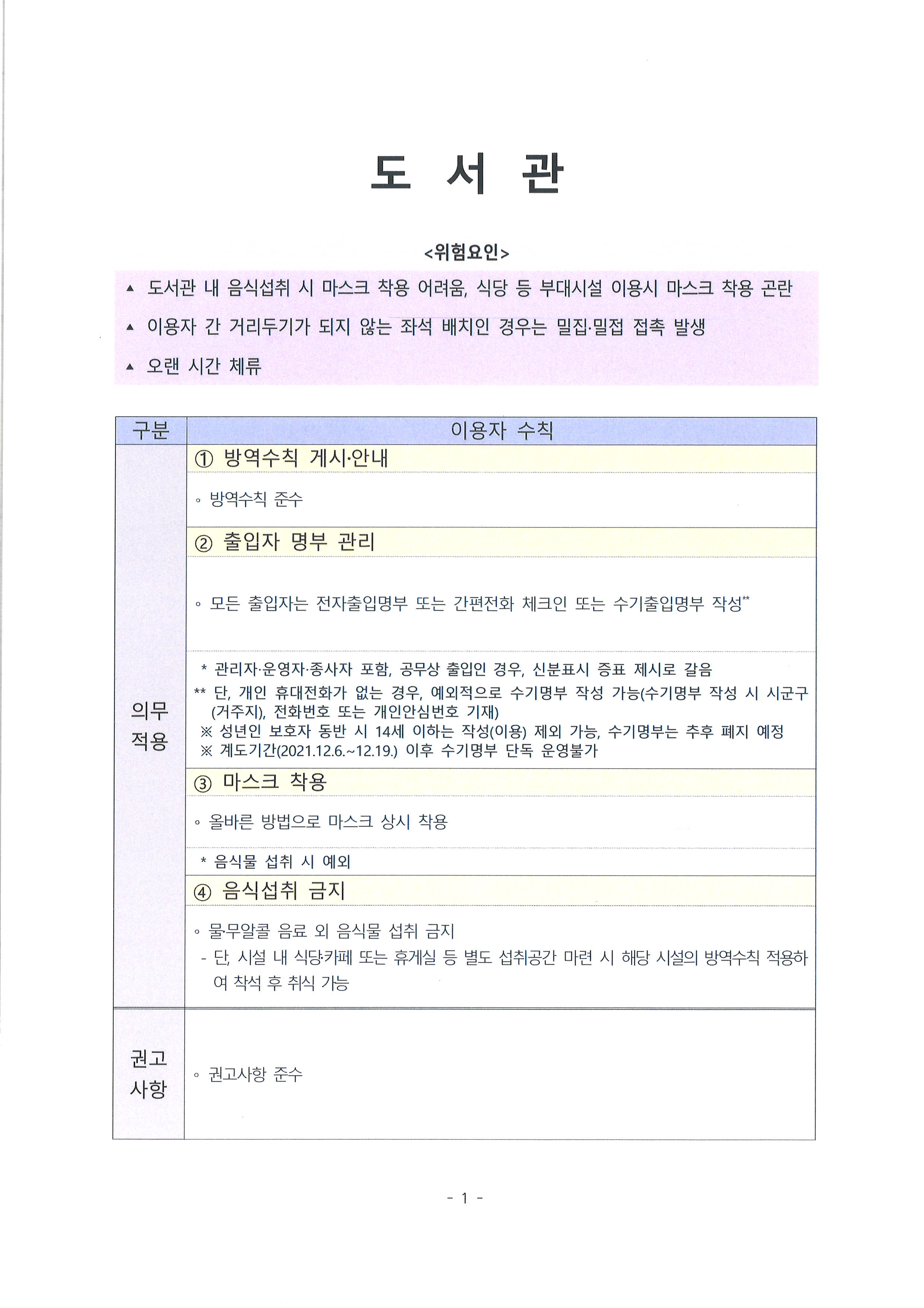 도서관 기본이용수칙