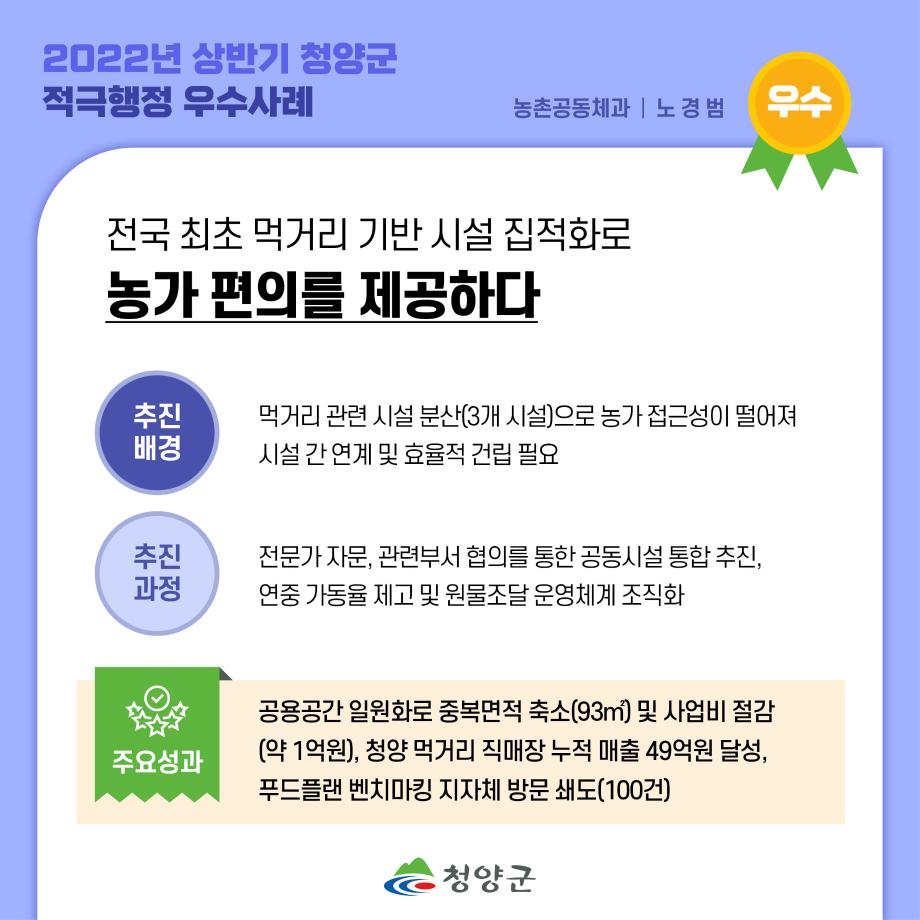 2022년 상반기 청양군 적극행정 우수사례3