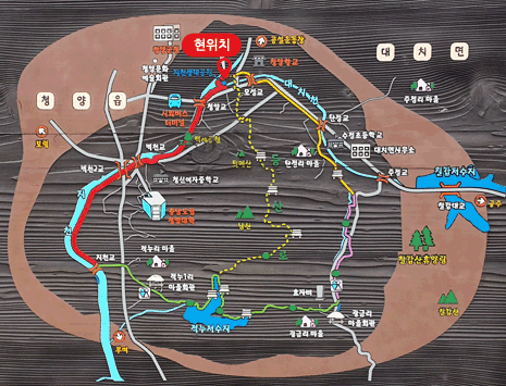 지천생태길 코스 지도