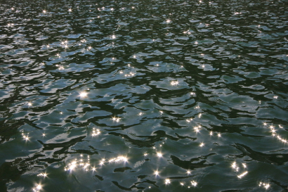 저수지 수면에 반사된 빛